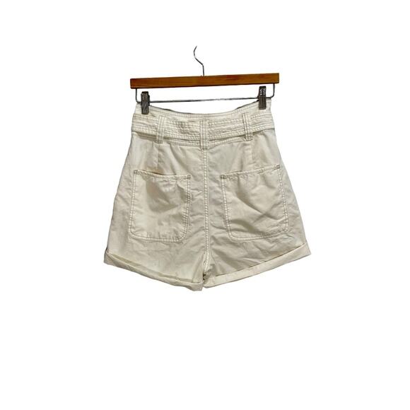 Pistola x Revolve Arita Paperbag White High Rise Cuffed Shorts Size 27 - Picture 6 of 13